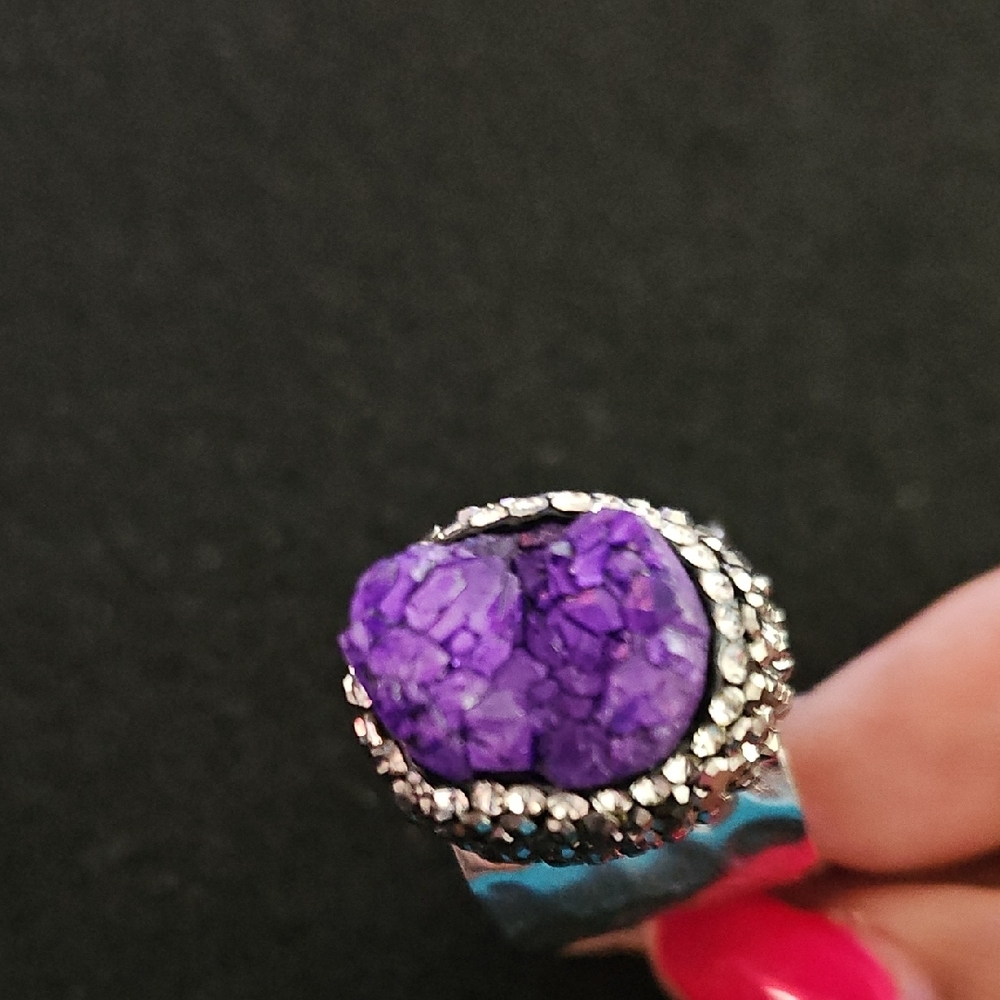 Sassy Jones Dual Purple Gemstone Silver Ring - Picture 3 of 3